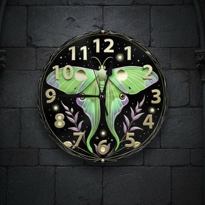 Luna Moth Wall Clock Witchy Wall Decor-MoonChildWorld