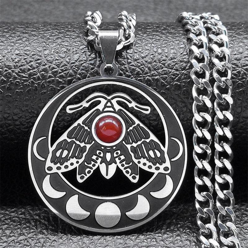 Luna Moth Witchy Necklace Gothic Insect Moon Phase Necklace-MoonChildWorld
