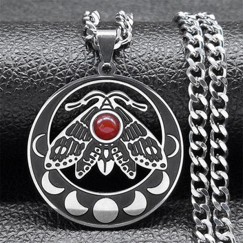 Luna Moth Witchy Necklace Gothic Insect Moon Phase Necklace