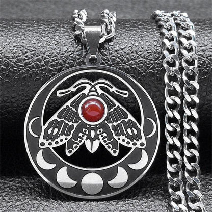 Luna Moth Witchy Necklace Gothic Insect Moon Phase Necklace-MoonChildWorld