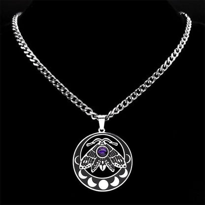 Luna Moth Witchy Necklace Gothic Insect Moon Phase Necklace-MoonChildWorld