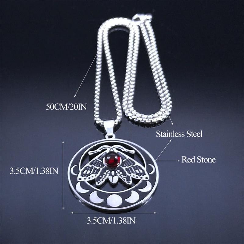 Luna Moth Witchy Necklace Gothic Insect Moon Phase Necklace-MoonChildWorld