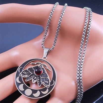 Luna Moth Witchy Necklace Gothic Insect Moon Phase Necklace-MoonChildWorld
