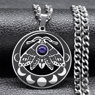 Luna Moth Witchy Necklace Gothic Insect Moon Phase Necklace-MoonChildWorld