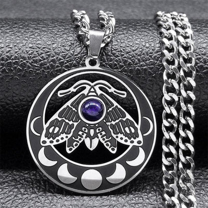 Luna Moth Witchy Necklace Gothic Insect Moon Phase Necklace-MoonChildWorld