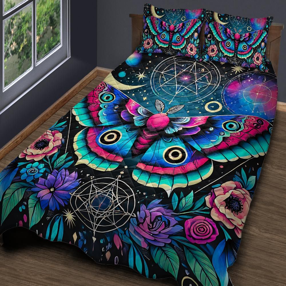 Luna Moth Witchy Quilt Bedding Set-MoonChildWorld