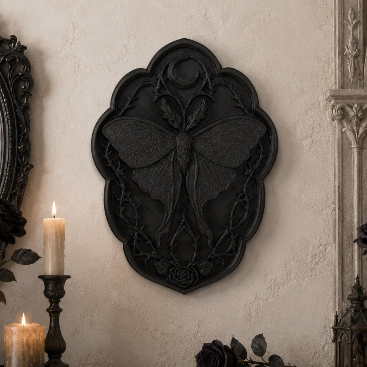 Lunar moth wall decor – witchy gothic room decor display