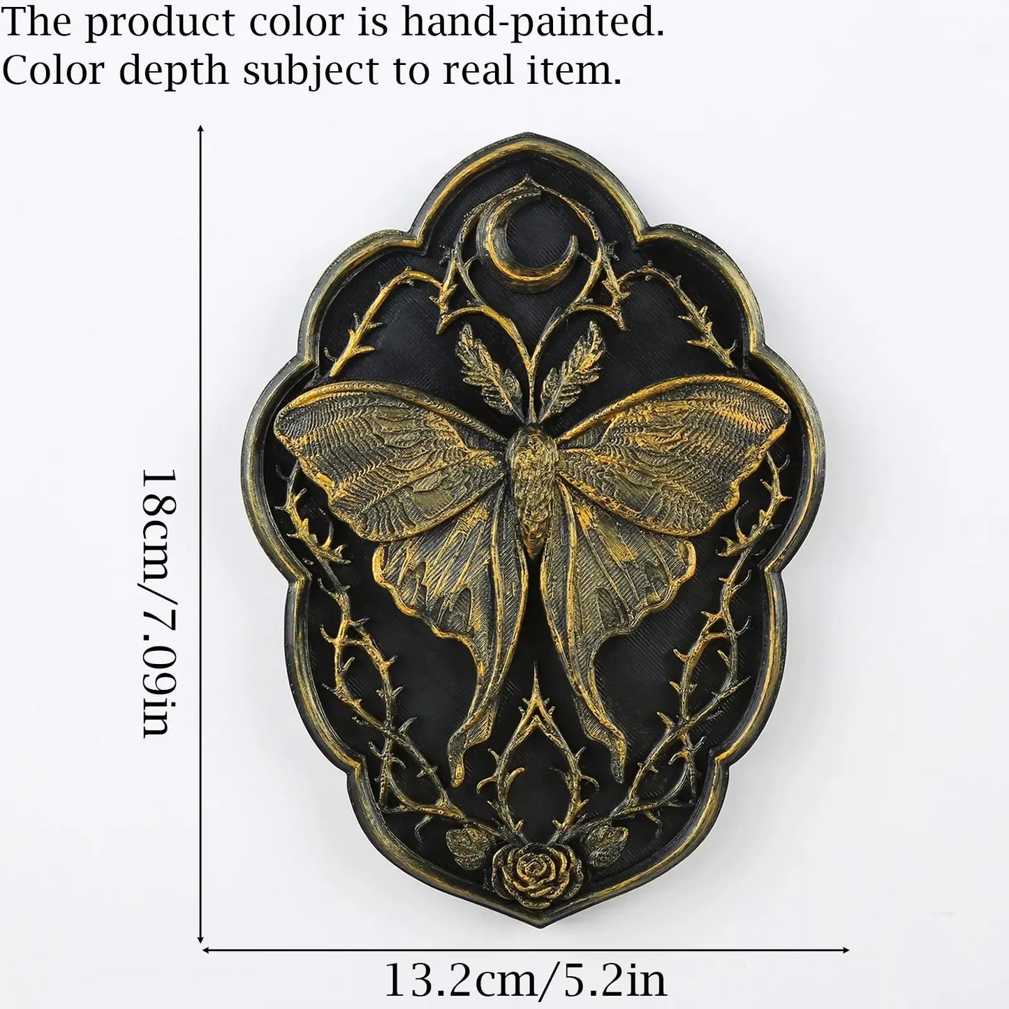 Lunar moth wall plaque – witchy moon phase home decor styled