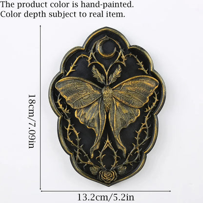 Lunar moth wall plaque – witchy moon phase home decor styled