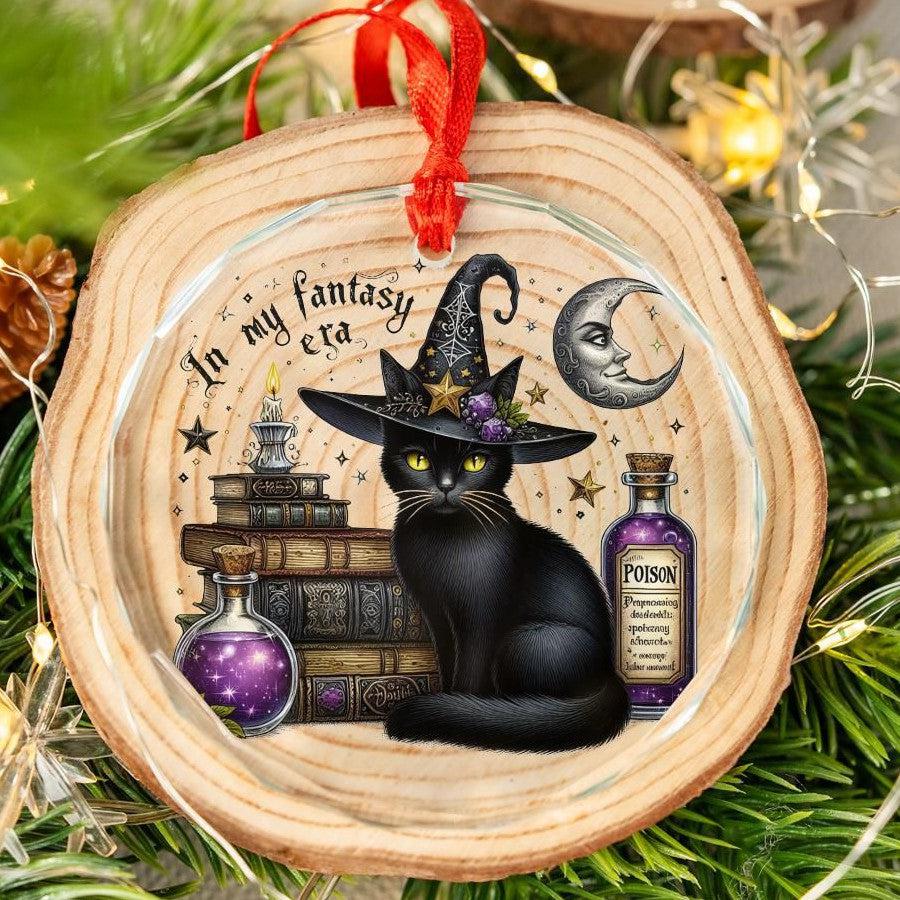 Magic Black Cat Glass Ornament Wicca Christmas Tree Ornament-MoonChildWorld