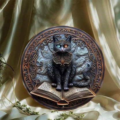 Magic Black Cat Metal Sign Occult Cat Decor-MoonChildWorld