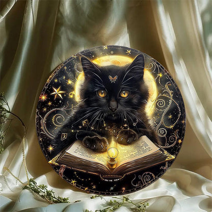 Magic Black Cat Metal Sign Occult Cat Witchcraft Decor-MoonChildWorld