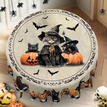 Magic Black Cat Spooky Pumpkin Haunted House Gothic Halloween Tablecloth - Witch Tablecloth Table Decoration-MoonChildWorld