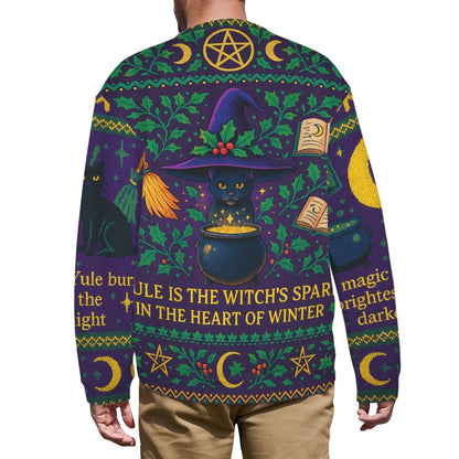Magic Black Cat Witch Christmas Sweatshirt Wicca Yule Sweater-MoonChildWorld