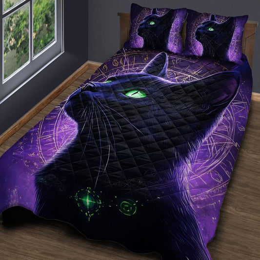 Magic Black Cat Witchcraft Quilt Bedding Set-MoonChildWorld
