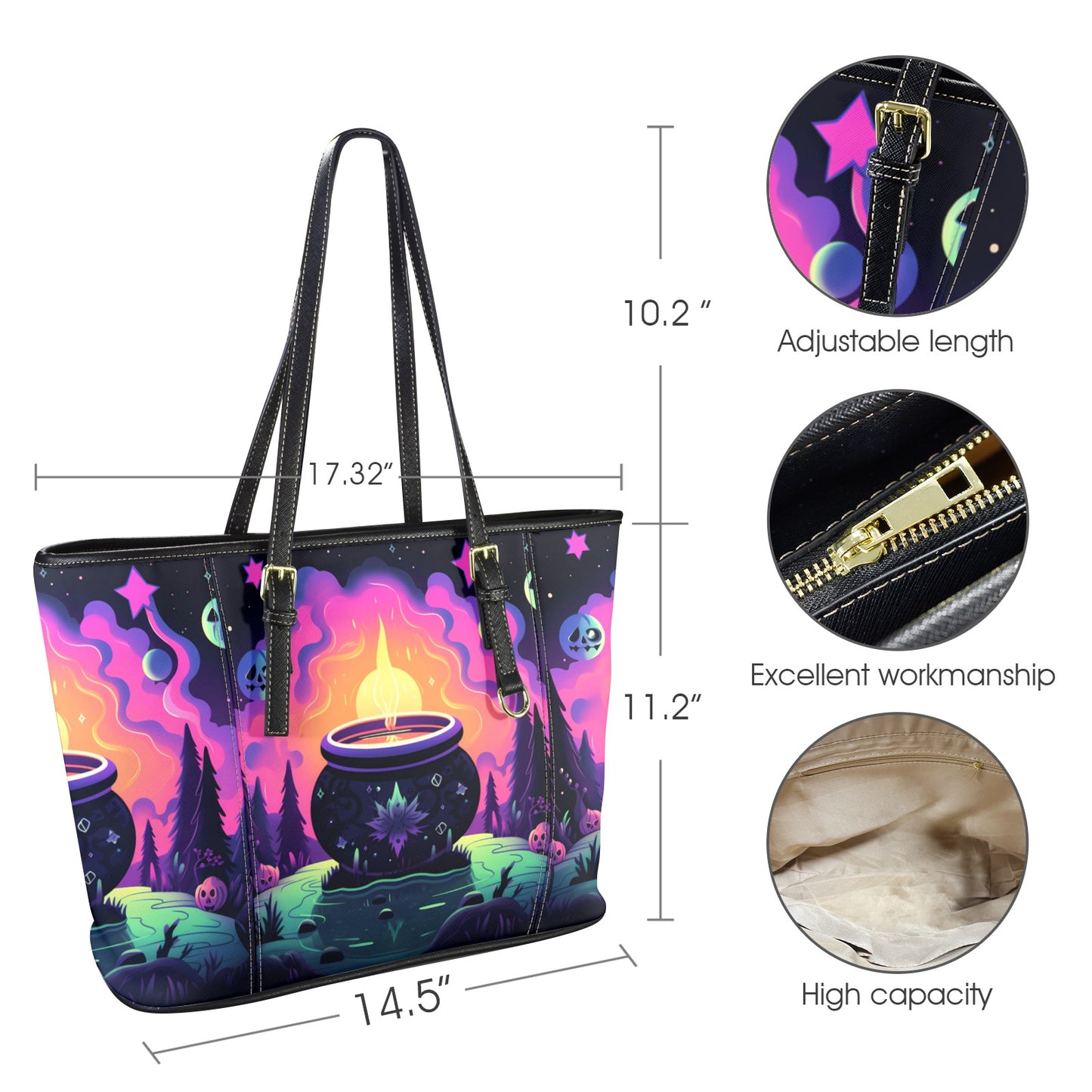 Magic Cauldron Witch Tote Bag-MoonChildWorld