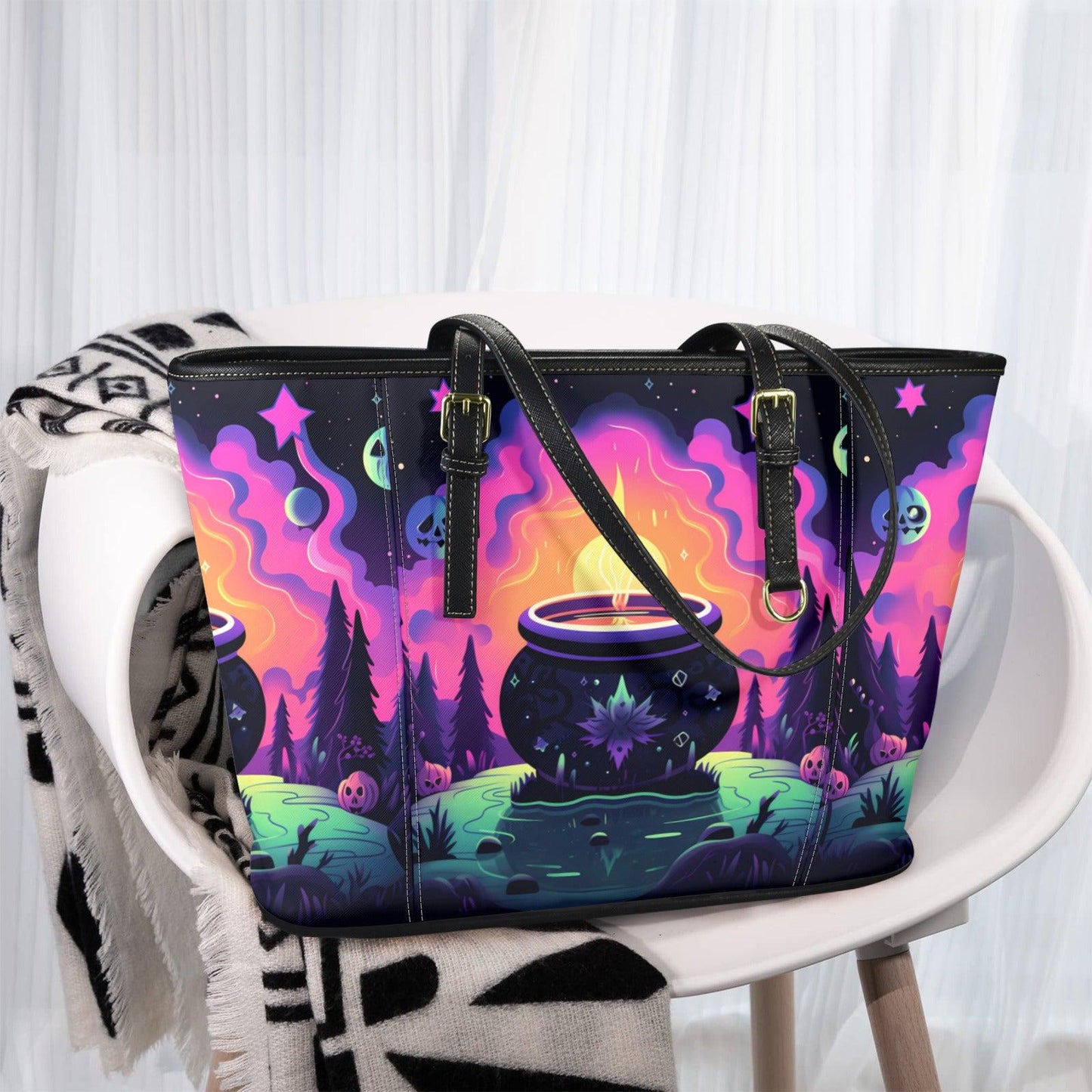 Magic Cauldron Witch Tote Bag-MoonChildWorld