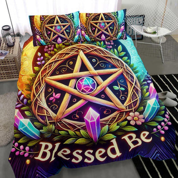 Magic Crystal Celtic Pentacle Wicca Bedding Set Pagan Home Decor-MoonChildWorld