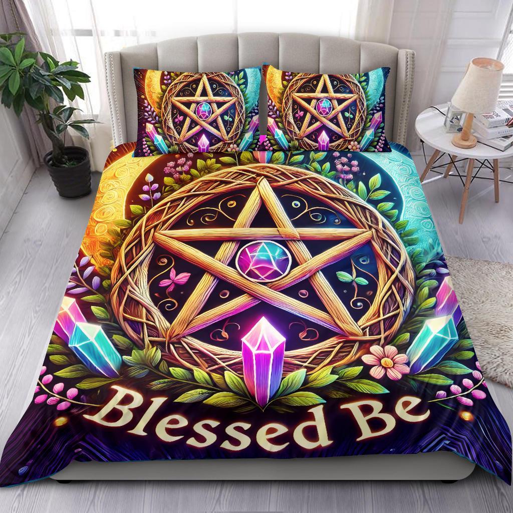 Magic Crystal Celtic Pentacle Wicca Bedding Set Pagan Home Decor-MoonChildWorld