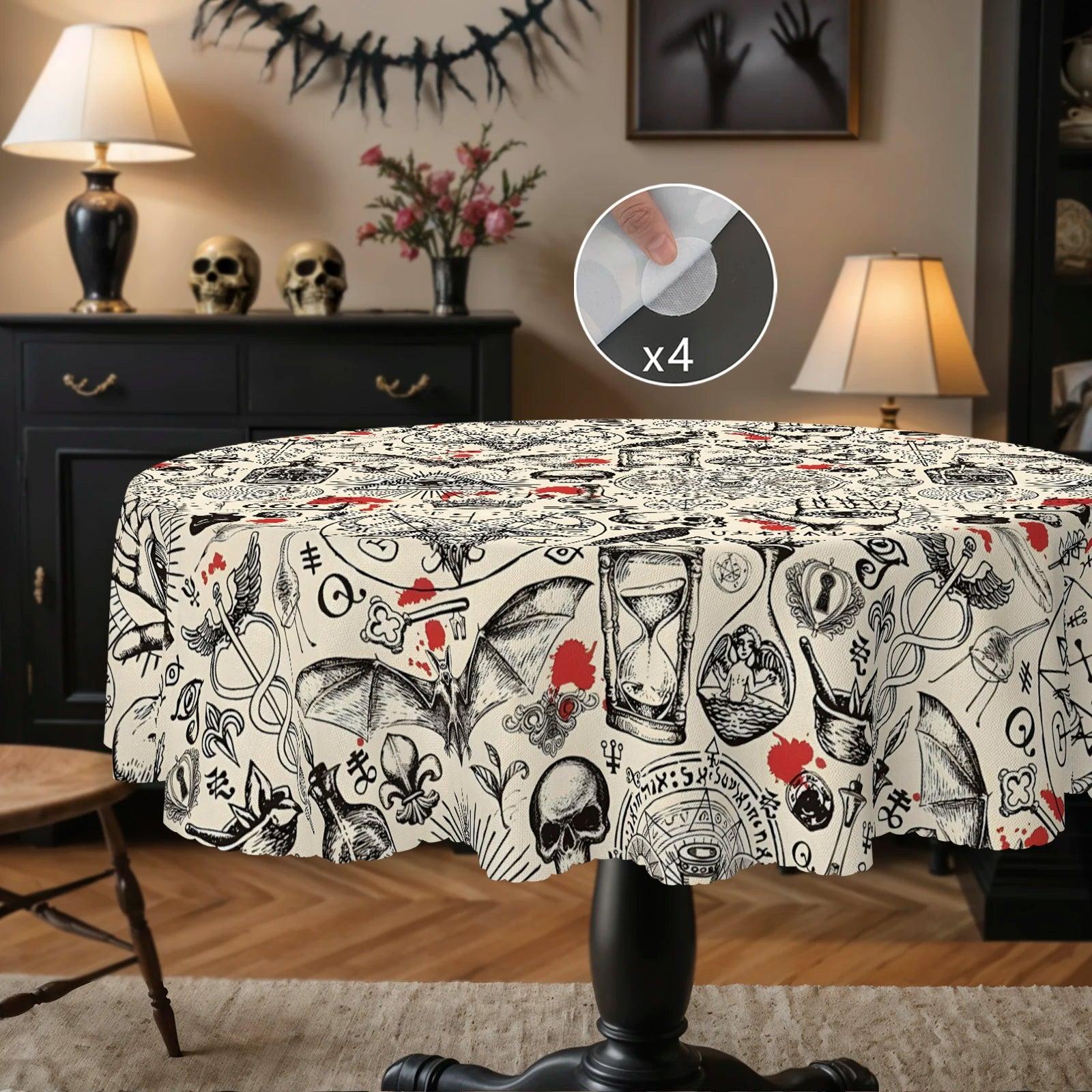 Magic Elements Witchcraft Halloween Tablecloth - Gothic Table Decoration Tablecloth-MoonChildWorld