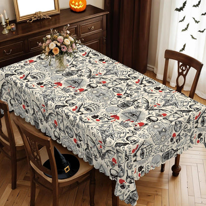 Magic Elements Witchcraft Halloween Tablecloth - Gothic Table Decoration Tablecloth-MoonChildWorld
