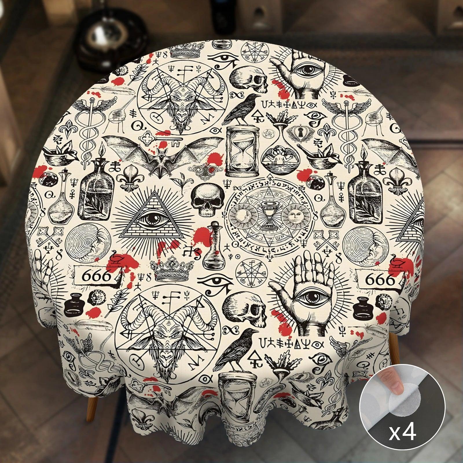 Magic Elements Witchcraft Halloween Tablecloth - Gothic Table Decoration Tablecloth-MoonChildWorld