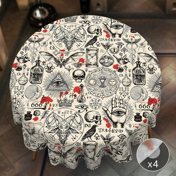 Magic Elements Witchcraft Halloween Tablecloth - Gothic Table Decoration Tablecloth-MoonChildWorld