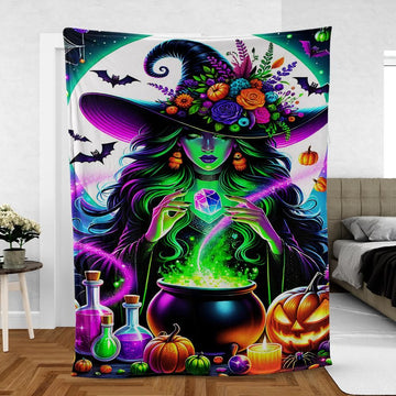 Magic Halloween Throw – Wiccan Witch Blanket for Spellwork & Sacred Space-MoonChildWorld