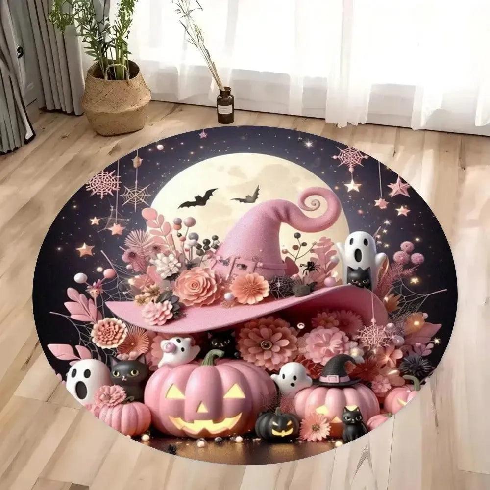 Magic Hat Witchy Circular Carpet Christmas and Halloween Witch Round Rug-MoonChildWorld