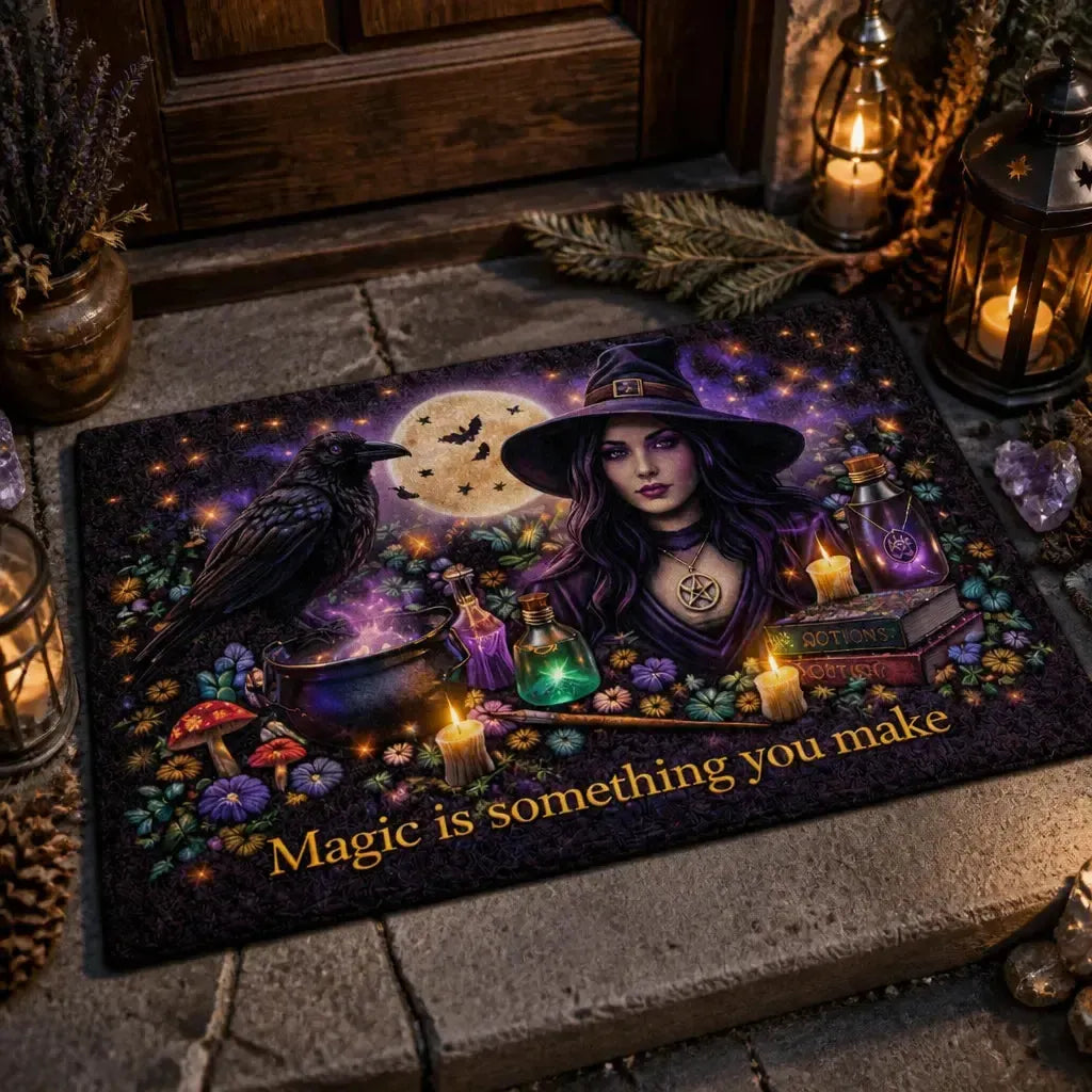 Dark Crow Witchy Raven Gothic Doormat - Halloween Welcome Mat for Dark Aesthetic Decor_mockup_2.webp