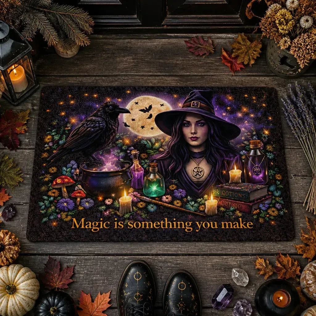 Dark Crow Witchy Raven Gothic Doormat - Halloween Welcome Mat for Dark Aesthetic Decor_mockup_3.webp