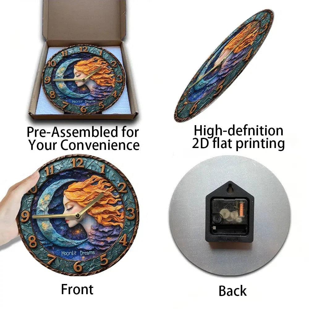 Magic Moon Goddess Wall Clock Pagan Wall Clock Mystic Home Decor-MoonChildWorld