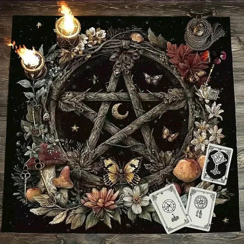 Magic Moon Pentacle Wicca Altar Cloth - Witchcraft Tarot Tablecloth for Reading Divination Pagan Home Decor-MoonChildWorld
