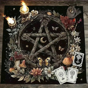 Magic Moon Pentacle Wicca Altar Cloth - Witchcraft Tarot Tablecloth for Reading Divination Pagan Home Decor-MoonChildWorld