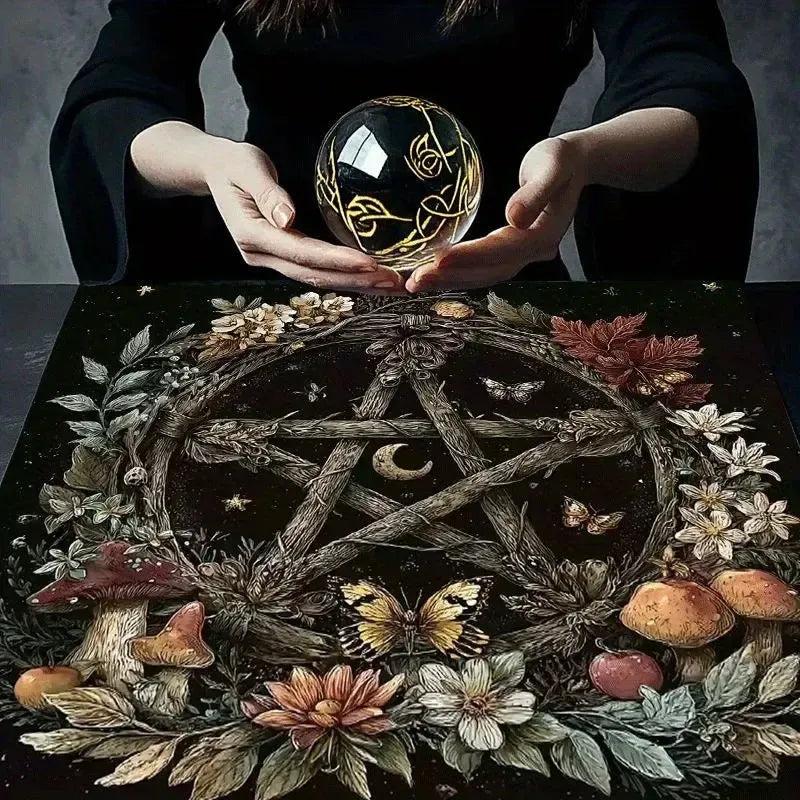 Magic Moon Pentacle Wicca Altar Cloth - Witchcraft Tarot Tablecloth for Reading Divination Pagan Home Decor-MoonChildWorld