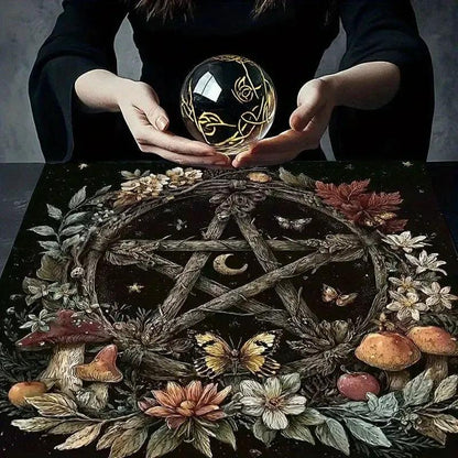 Magic Moon Pentacle Wicca Altar Cloth - Witchcraft Tarot Tablecloth for Reading Divination Pagan Home Decor-MoonChildWorld