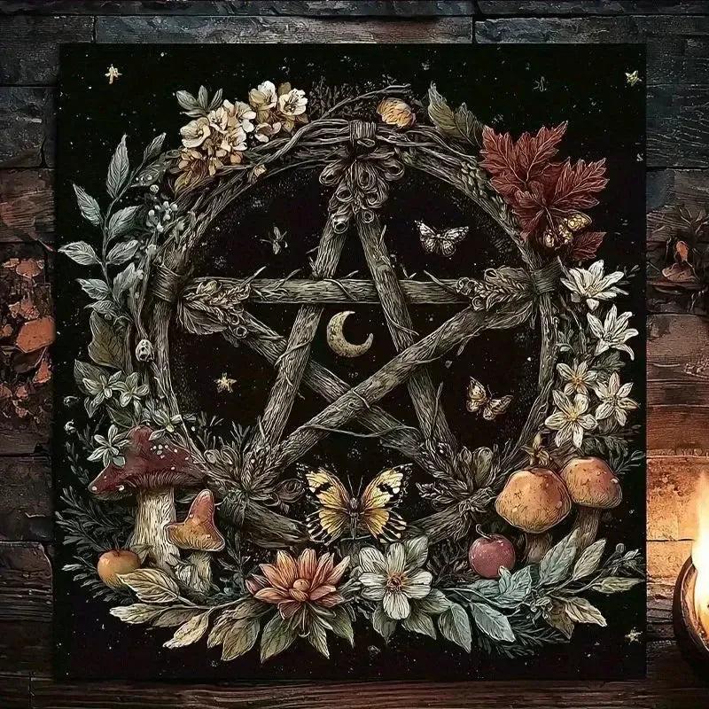 Magic Moon Pentacle Wicca Altar Cloth - Witchcraft Tarot Tablecloth for Reading Divination Pagan Home Decor-MoonChildWorld