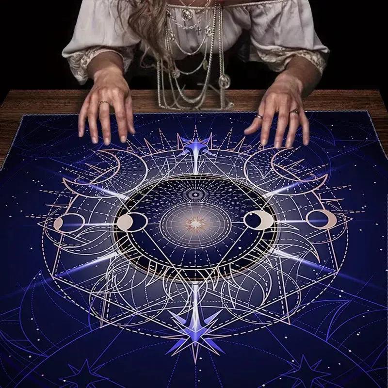 Magic Moon Phase Witchcraft Tarot Tablecloth Wicca Altar Cloth for Reading Divination Pagan Home Decor-MoonChildWorld