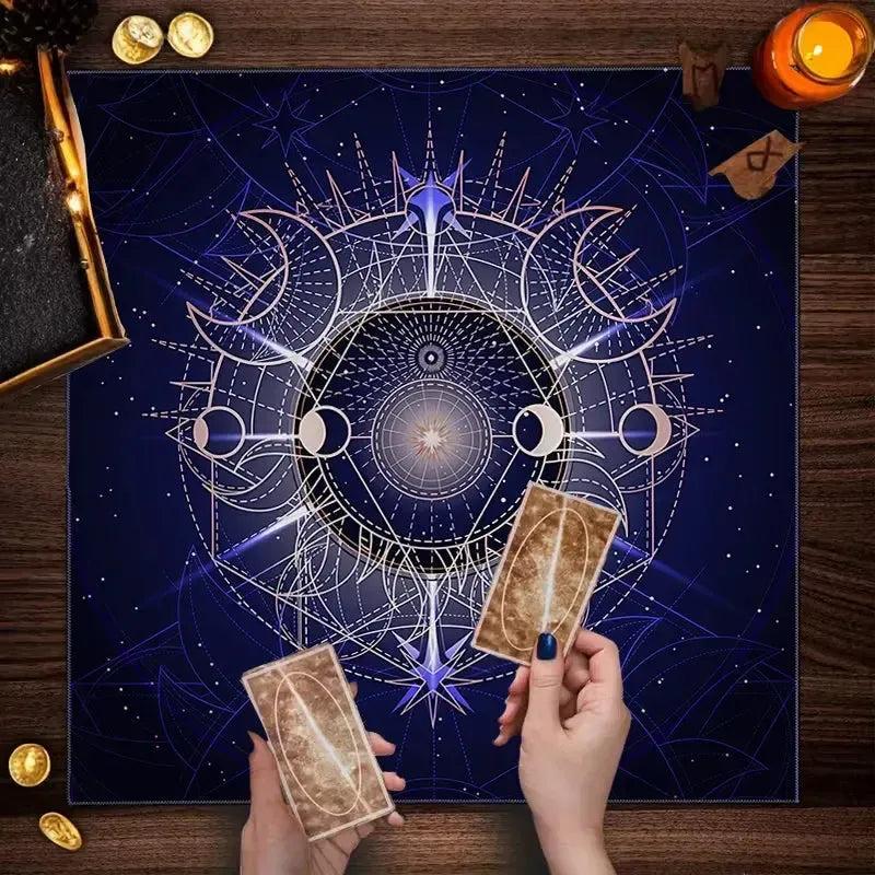 Magic Moon Phase Witchcraft Tarot Tablecloth Wicca Altar Cloth for Reading Divination Pagan Home Decor-MoonChildWorld