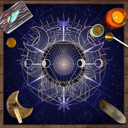 Magic Moon Phase Witchcraft Tarot Tablecloth Wicca Altar Cloth for Reading Divination Pagan Home Decor-MoonChildWorld