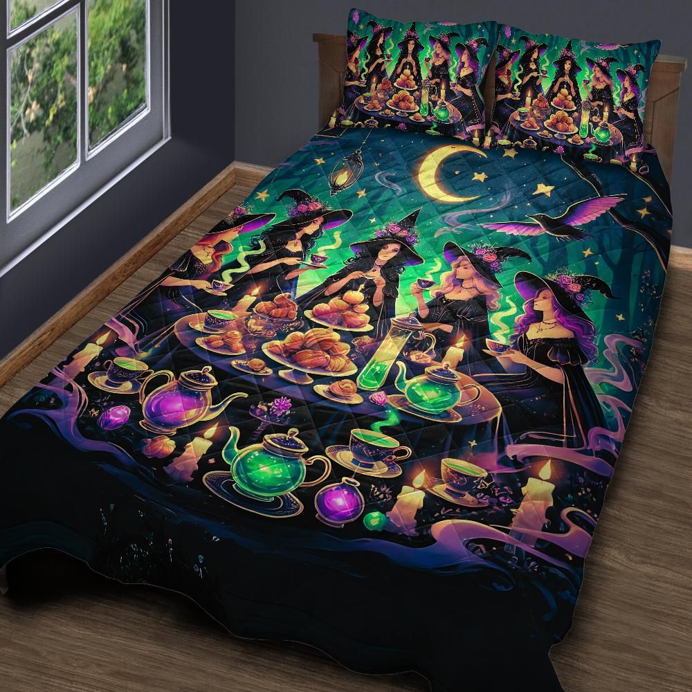 Magic Moon Witches Quilt Bedding Set for Wicca Home Decor-MoonChildWorld