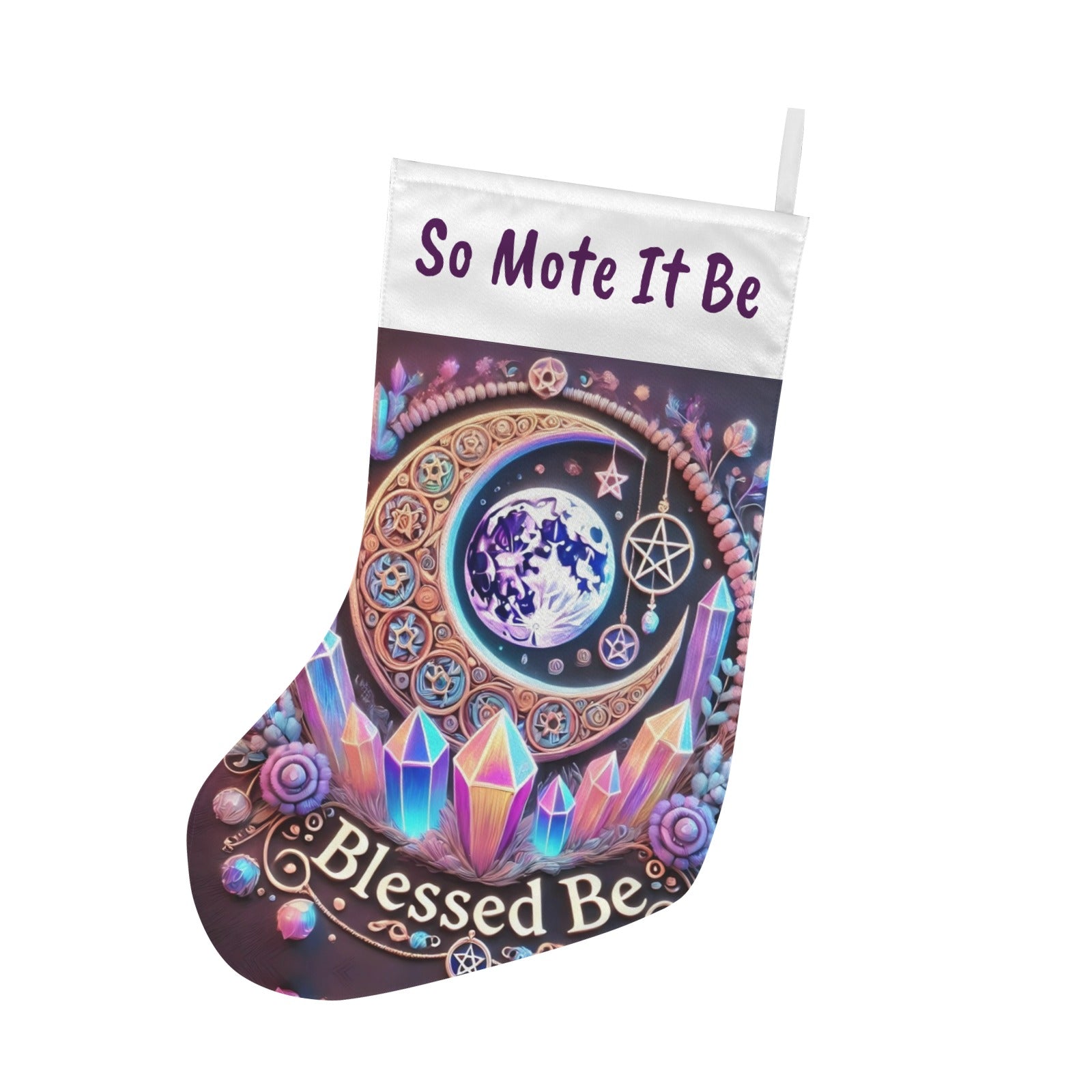 Magic Moon Witchy Christmas Stocking for Yule Decorations-MoonChildWorld