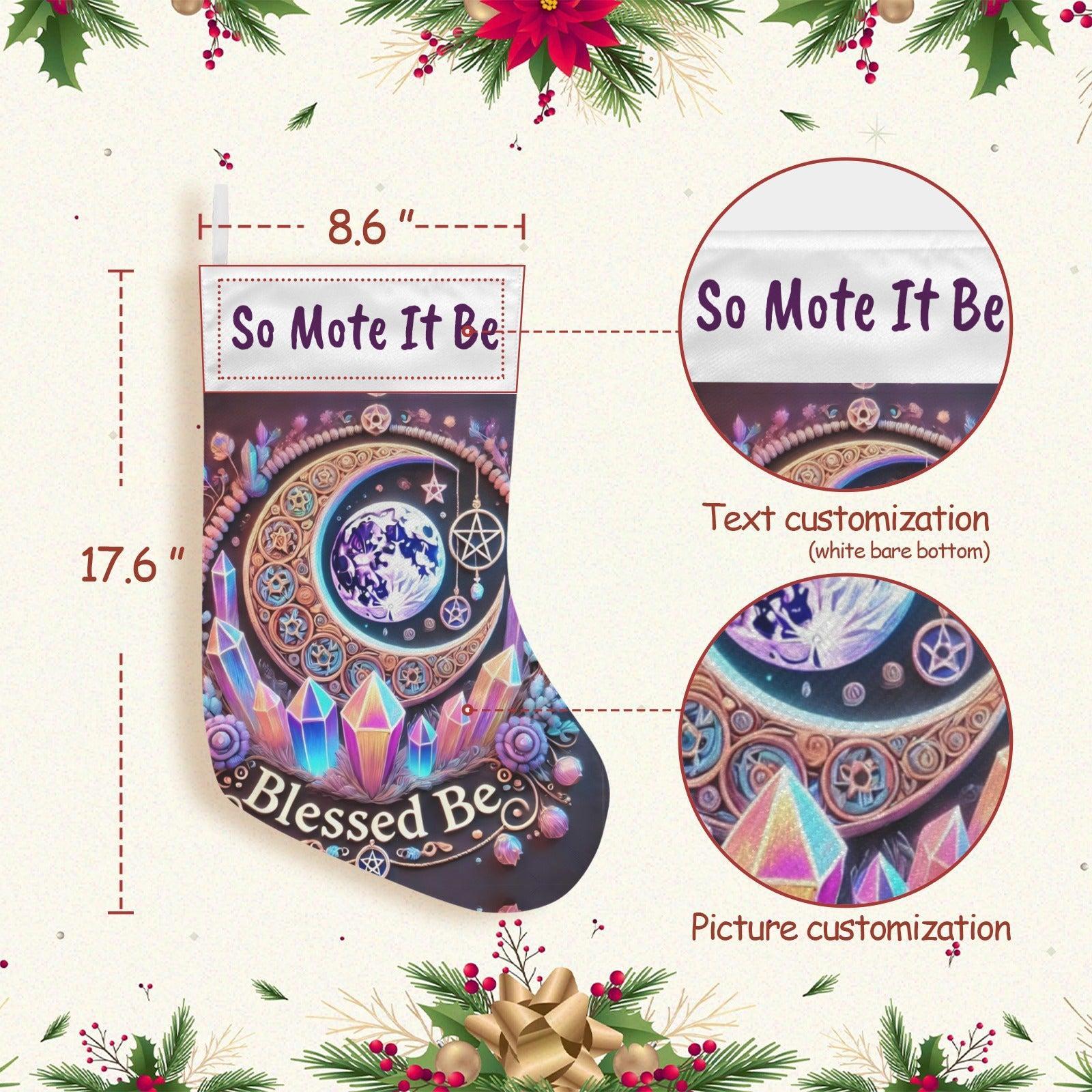 Magic Moon Witchy Christmas Stocking for Yule Decorations-MoonChildWorld