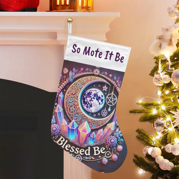 Magic Moon Witchy Christmas Stocking for Yule Decorations-MoonChildWorld