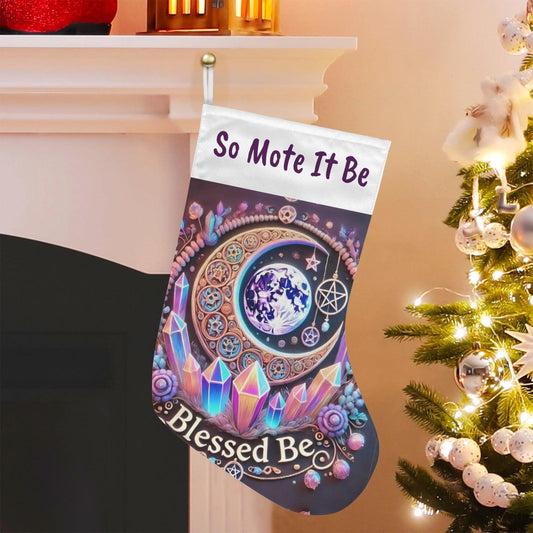 Magic Moon Witchy Christmas Stocking for Yule Decorations-MoonChildWorld