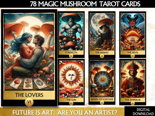 78 Magic Mushroom Full Deck Tarot Cards Digital File