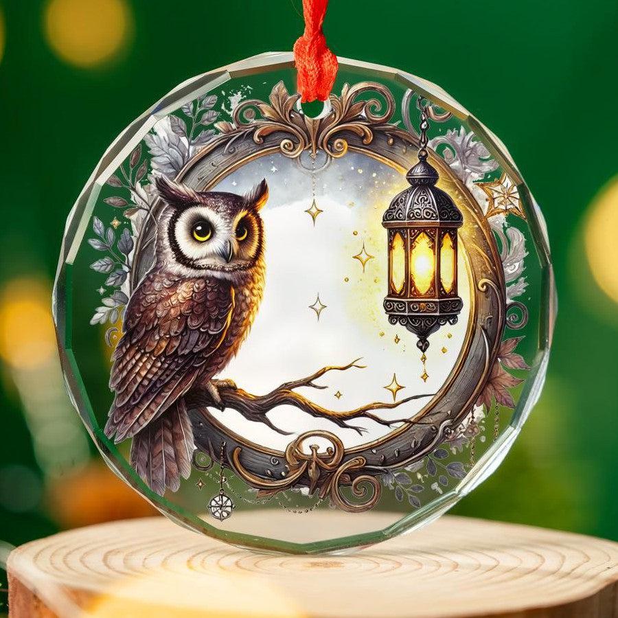 Magic Owl Glass Ornament Pagan Yule Ornament-MoonChildWorld