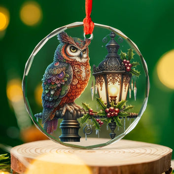 Magic Owl Glass Ornament Wicca Christmas Ornament-MoonChildWorld