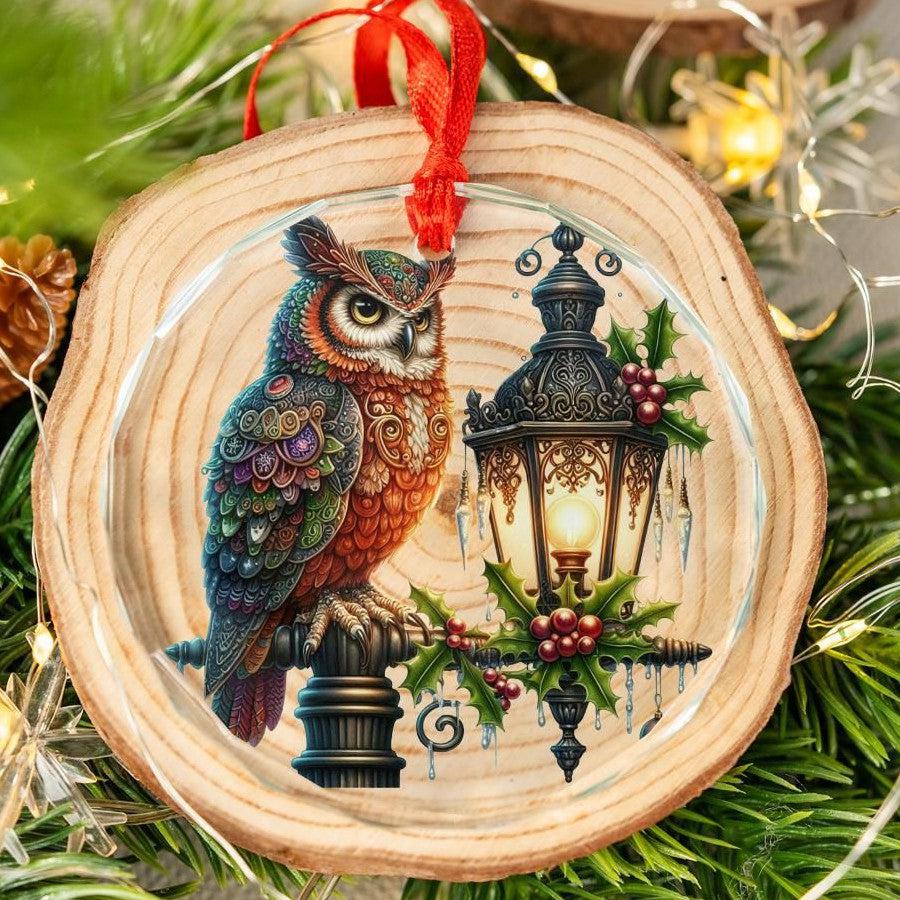 Magic Owl Glass Ornament Wicca Christmas Ornament-MoonChildWorld