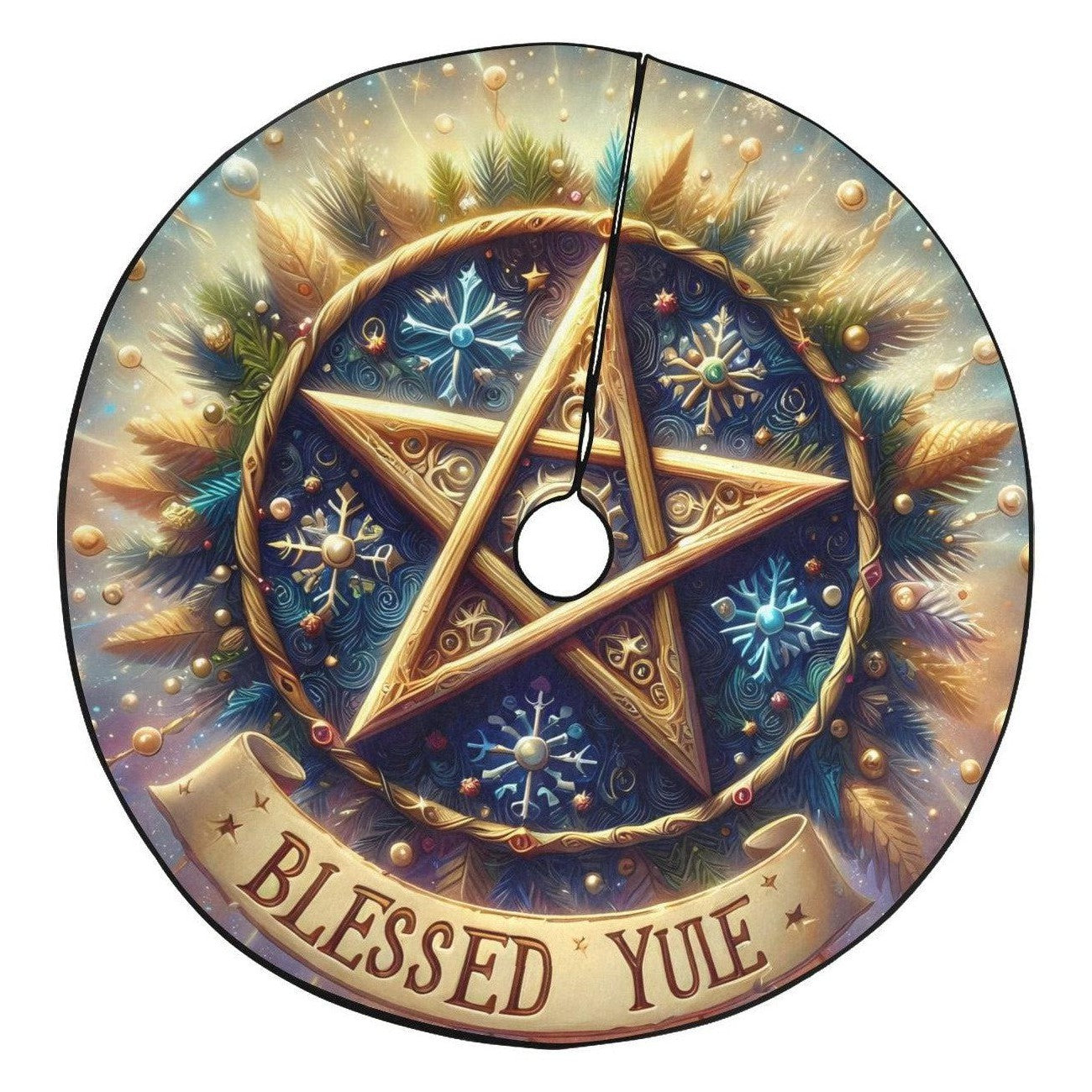 Magic Pentacle Wicca Pagan Christmas Tree Skirt for Yule Decor-MoonChildWorld